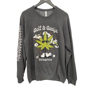 SwingJuice Presents Golf and Ganja Graphic Sweatshirt Fleece Gray Mens L